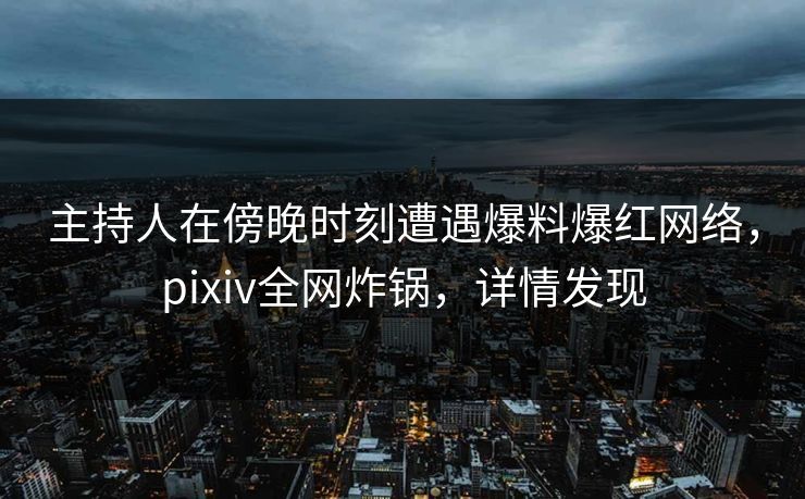 主持人在傍晚时刻遭遇爆料爆红网络，pixiv全网炸锅，详情发现