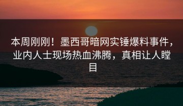 本周刚刚！墨西哥暗网实锤爆料事件，业内人士现场热血沸腾，真相让人瞠目