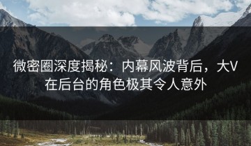 微密圈深度揭秘：内幕风波背后，大V在后台的角色极其令人意外