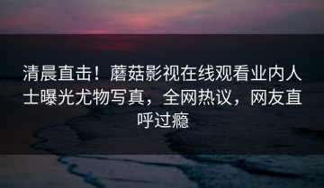 清晨直击！蘑菇影视在线观看业内人士曝光尤物写真，全网热议，网友直呼过瘾