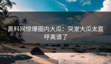 黑料网惊爆圈内大瓜：突发大瓜太直呼离谱了