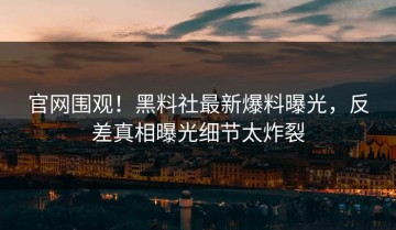 官网围观！黑料社最新爆料曝光，反差真相曝光细节太炸裂