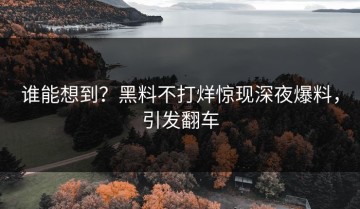 谁能想到？黑料不打烊惊现深夜爆料，引发翻车