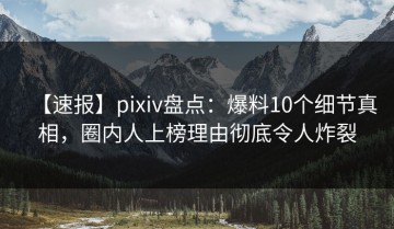 【速报】pixiv盘点：爆料10个细节真相，圈内人上榜理由彻底令人炸裂