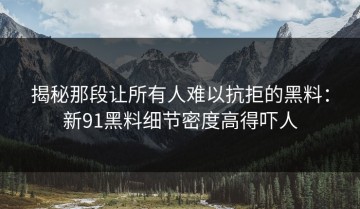 揭秘那段让所有人难以抗拒的黑料：新91黑料细节密度高得吓人