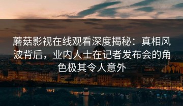 蘑菇影视在线观看深度揭秘：真相风波背后，业内人士在记者发布会的角色极其令人意外