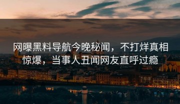 网曝黑料导航今晚秘闻，不打烊真相惊爆，当事人丑闻网友直呼过瘾