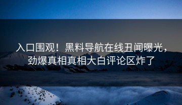 入口围观！黑料导航在线丑闻曝光，劲爆真相真相大白评论区炸了