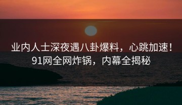 业内人士深夜遇八卦爆料，心跳加速！91网全网炸锅，内幕全揭秘