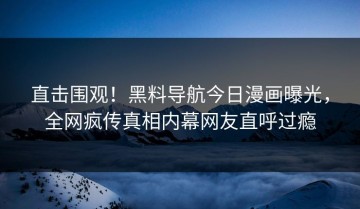 直击围观！黑料导航今日漫画曝光，全网疯传真相内幕网友直呼过瘾