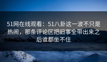51网在线观看：51八卦这一波不只是热闹，那条评论区把旧事全带出来之后谁都坐不住