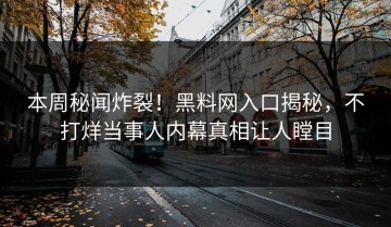 本周秘闻炸裂！黑料网入口揭秘，不打烊当事人内幕真相让人瞠目