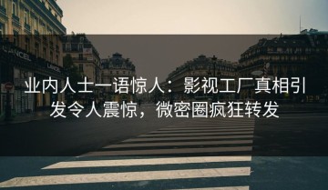 业内人士一语惊人：影视工厂真相引发令人震惊，微密圈疯狂转发