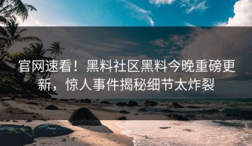 官网速看！黑料社区黑料今晚重磅更新，惊人事件揭秘细节太炸裂