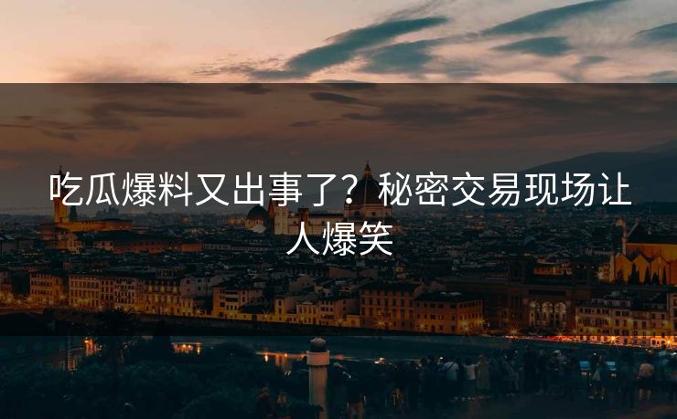 吃瓜爆料又出事了？秘密交易现场让人爆笑