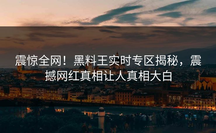 震惊全网！黑料王实时专区揭秘，震撼网红真相让人真相大白