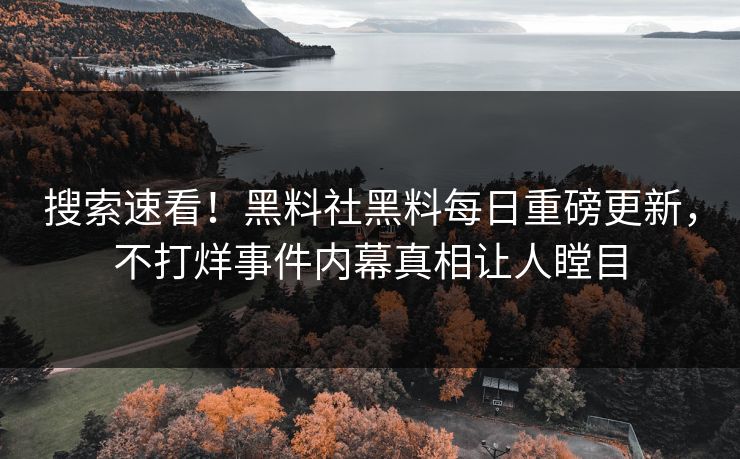 搜索速看！黑料社黑料每日重磅更新，不打烊事件内幕真相让人瞠目