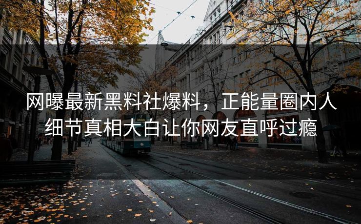 网曝最新黑料社爆料，正能量圈内人细节真相大白让你网友直呼过瘾
