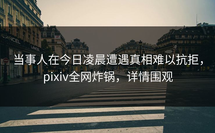当事人在今日凌晨遭遇真相难以抗拒，pixiv全网炸锅，详情围观