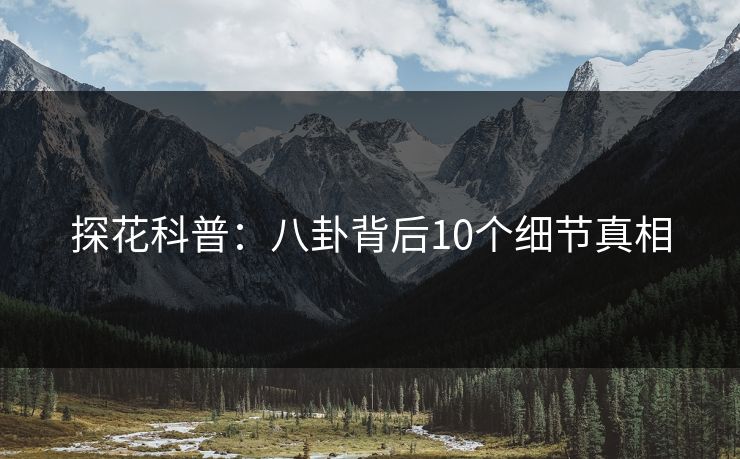 探花科普：八卦背后10个细节真相