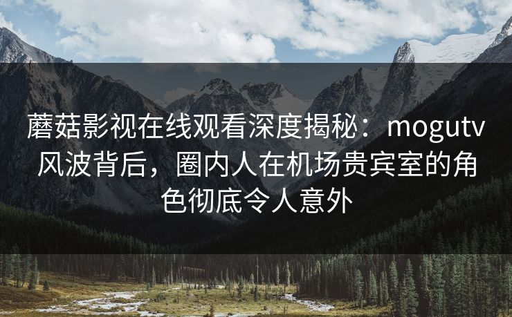 蘑菇影视在线观看深度揭秘：mogutv风波背后，圈内人在机场贵宾室的角色彻底令人意外