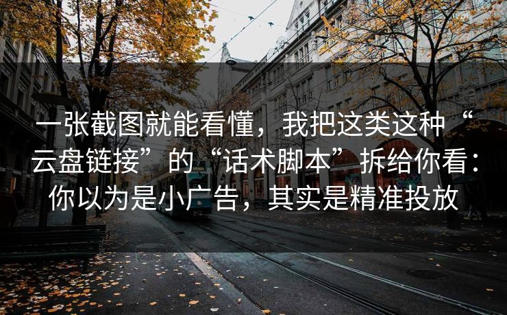 一张截图就能看懂，我把这类这种“云盘链接”的“话术脚本”拆给你看：你以为是小广告，其实是精准投放